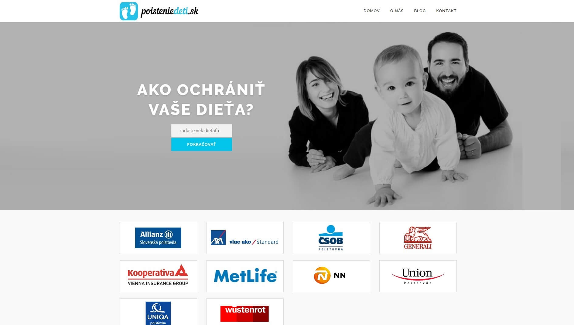 Webstránka http://poisteniedeti.sk/ - verzia pre počítač.