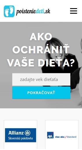Webstránka http://poisteniedeti.sk/ - mobilná verzia.